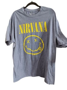 NIRVANA Gray Short Sleeve Tee with Yellow Logo